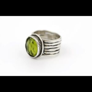 Silpada sterling silver ring with green stone.